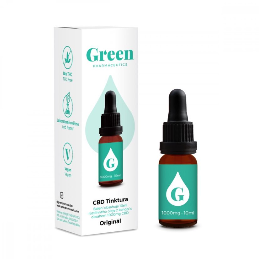 Green Pharmaceutics CBD alkuperäinen tinktuura - 10%, 1000 mg, 10 ml