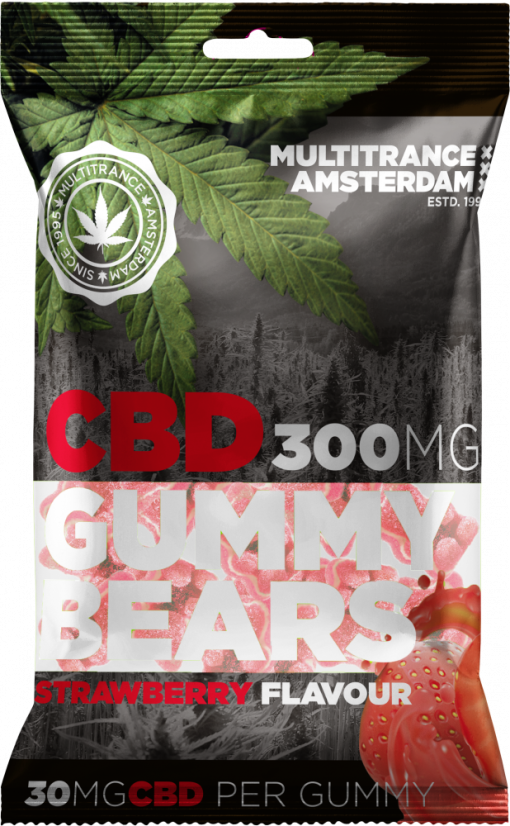 Mansikanmakuiset CBD-kumikarhut (300 mg), 40 pussia laatikossa, 4000 g