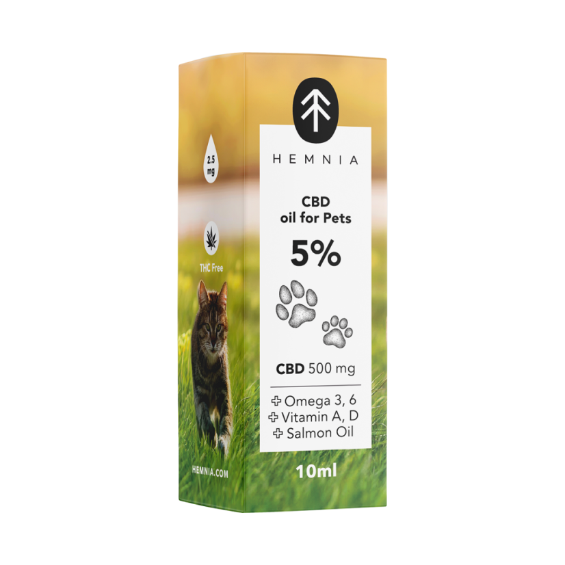 Hemnia CBD v lososovom oleji pre zvieratá - 5 % CBD, 500 mg, 10 ml