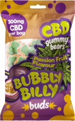 Bubbly Billy Buds Passion Fruit -makuiset CBD-kumikarhut (300 mg), 100 g