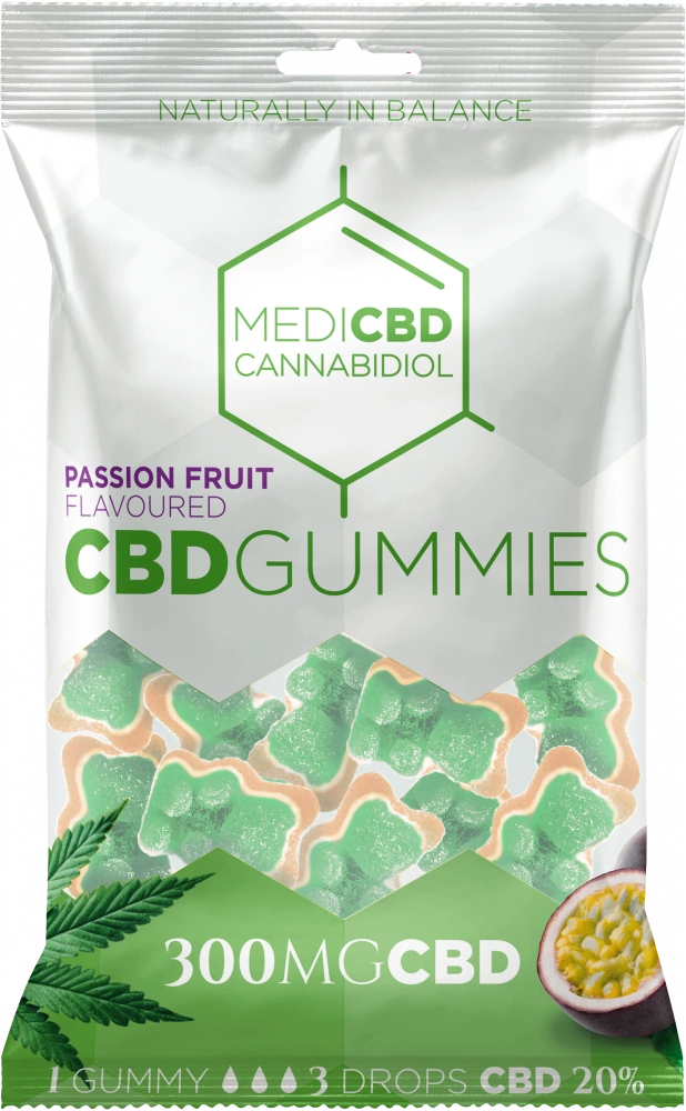 MediCBD gumeni medvjedići s CBD-om okusa marakuje (300 mg), 100 g