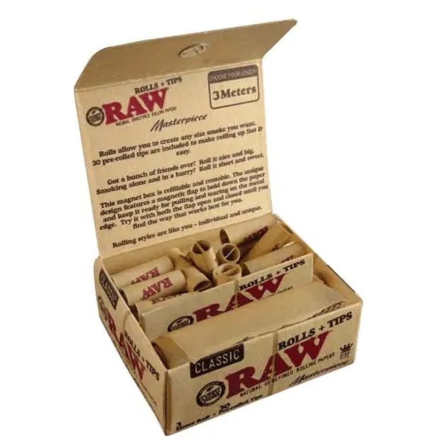 RAW Nebijeljeni Masterpiece Kingsize Rolls s filterima, 3 m + 30 filtera