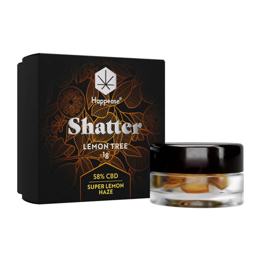 Happease Extract Lemon Tree Shatter 58% CBD is a form of dabs, which is another option for taking CBD flowers