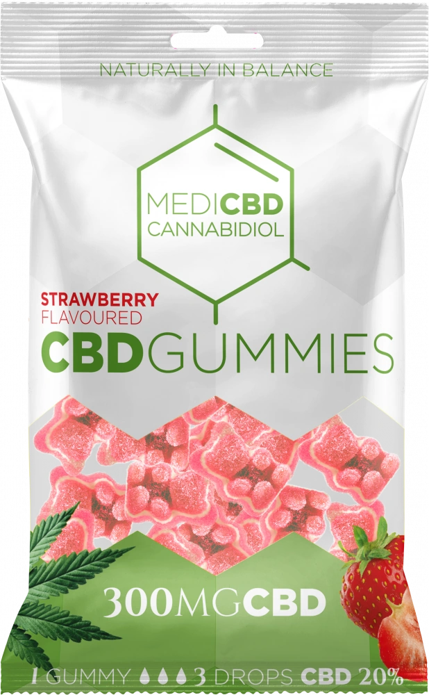 MediCBD CBD gumeni medvjedići s okusom jagode (300 mg), 100 g