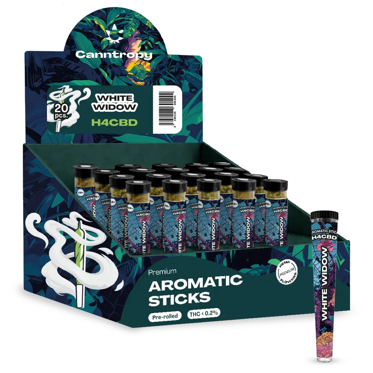 Canntropy H4CBD Prerolls White Widow, Display box 20 pcs